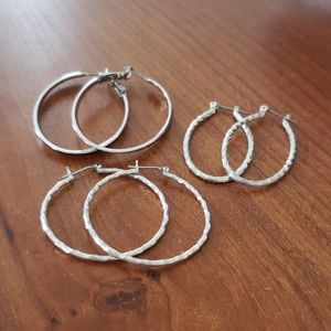Silver Hoop Earrings Bundle